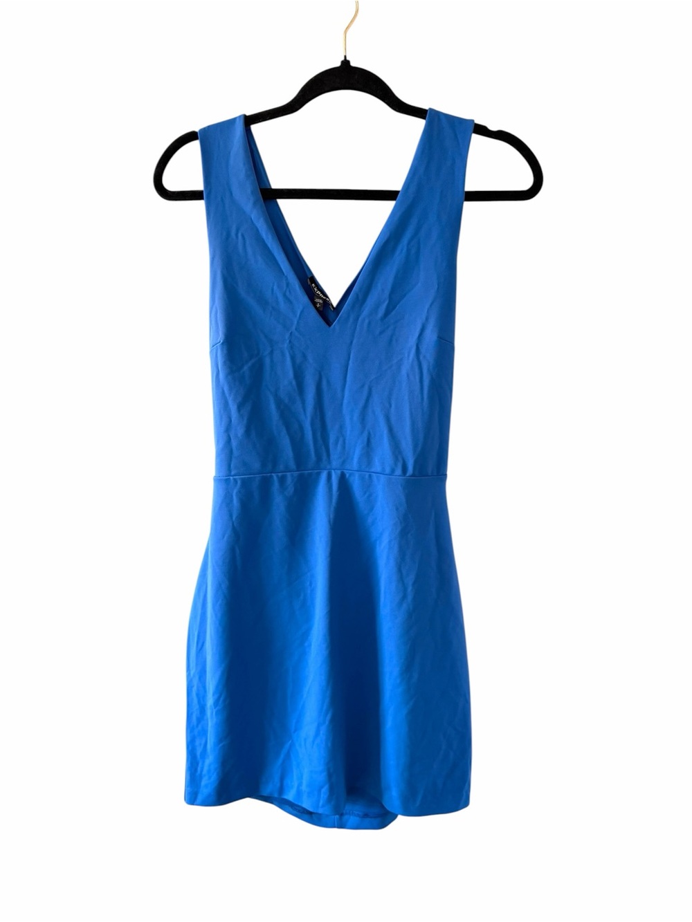 NWT Express Bright Blue Cross Open Back V-Neck Mini Dress sz S
